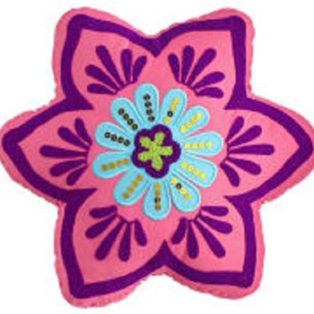 NWT Punctuate Bohemian Pink Flower Pillow Barnes & Noble 14"